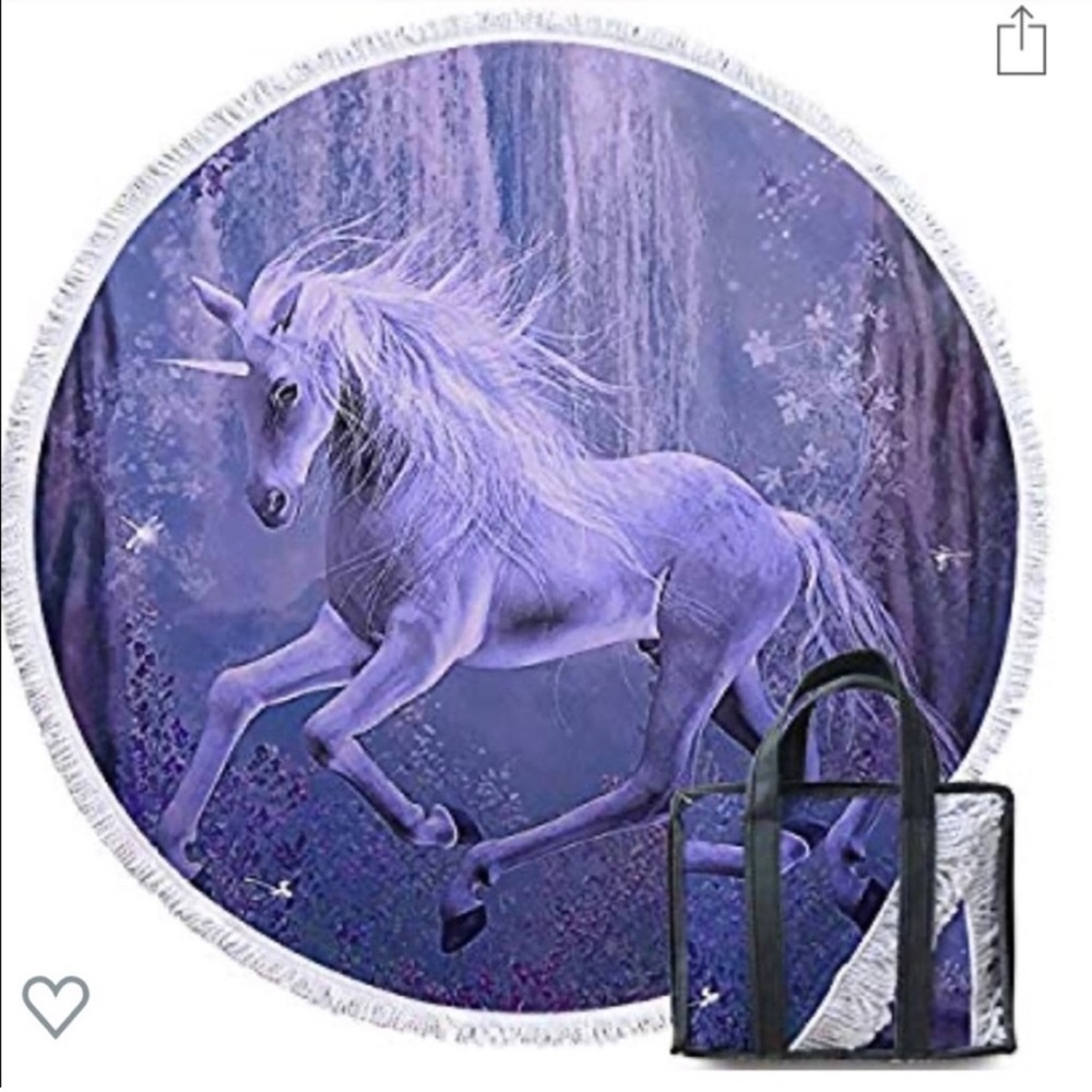 Purple Unicorn 🦄 60” Round Beach 🏖 Towel Brand New